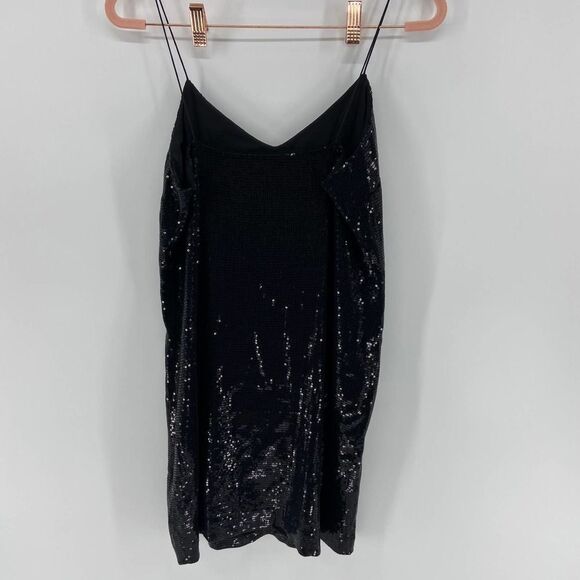 Tibi Black Party Sequined Spaghetti Strap Mini Slip Dress womens 4 - Picture 3 of 5